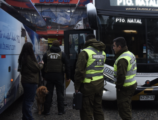 Fiscalización policial en terminal  de buses interprovinciales